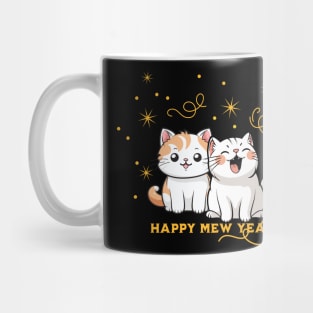 Happy Mew Year Party Cat Pun Mug